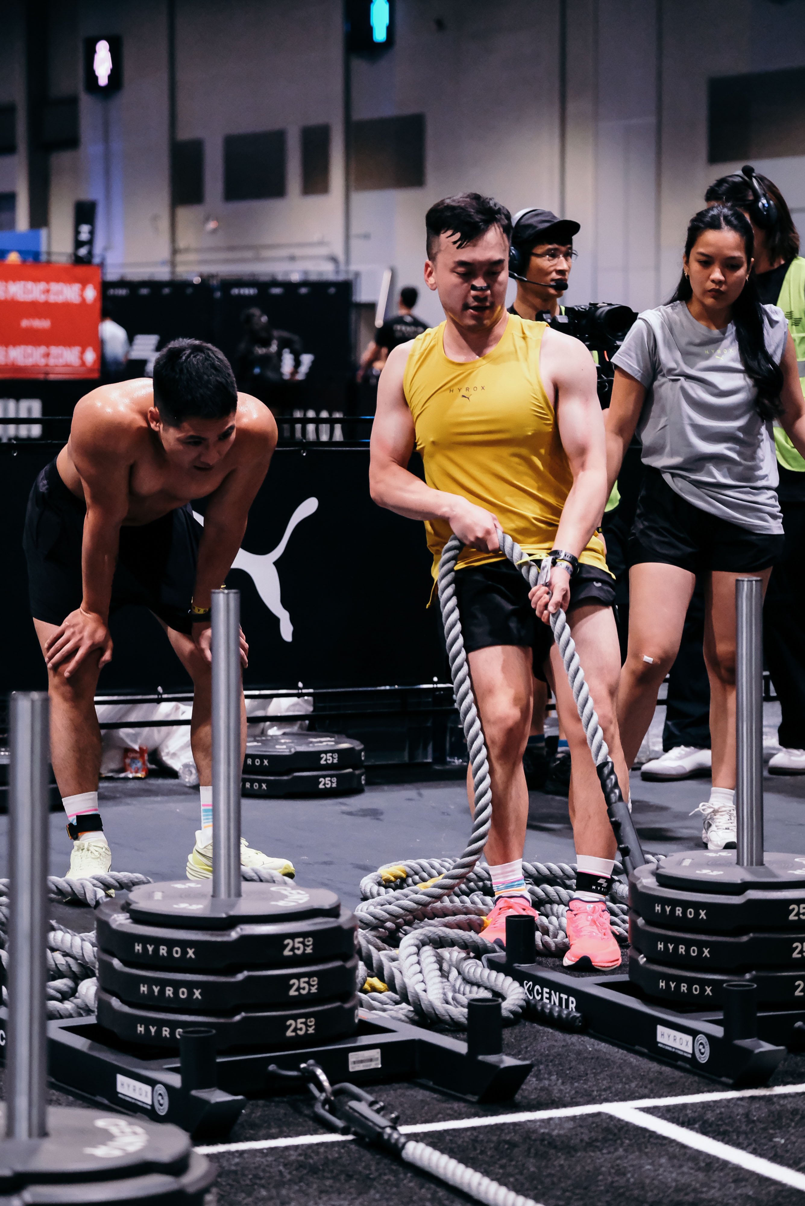 Jimmy competing in a HYROX sled pull